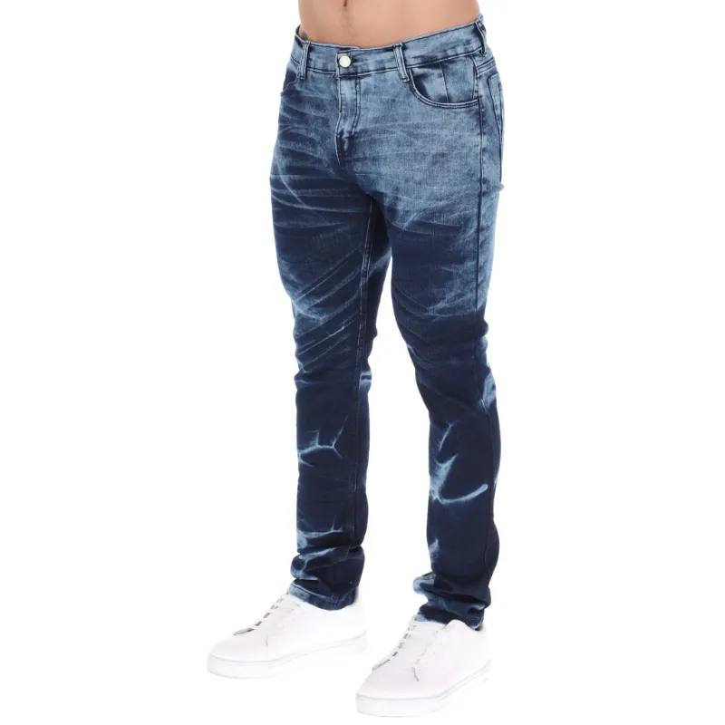 Jeans de mezclilla azul para hombre, moda casual, comodidad diaria.