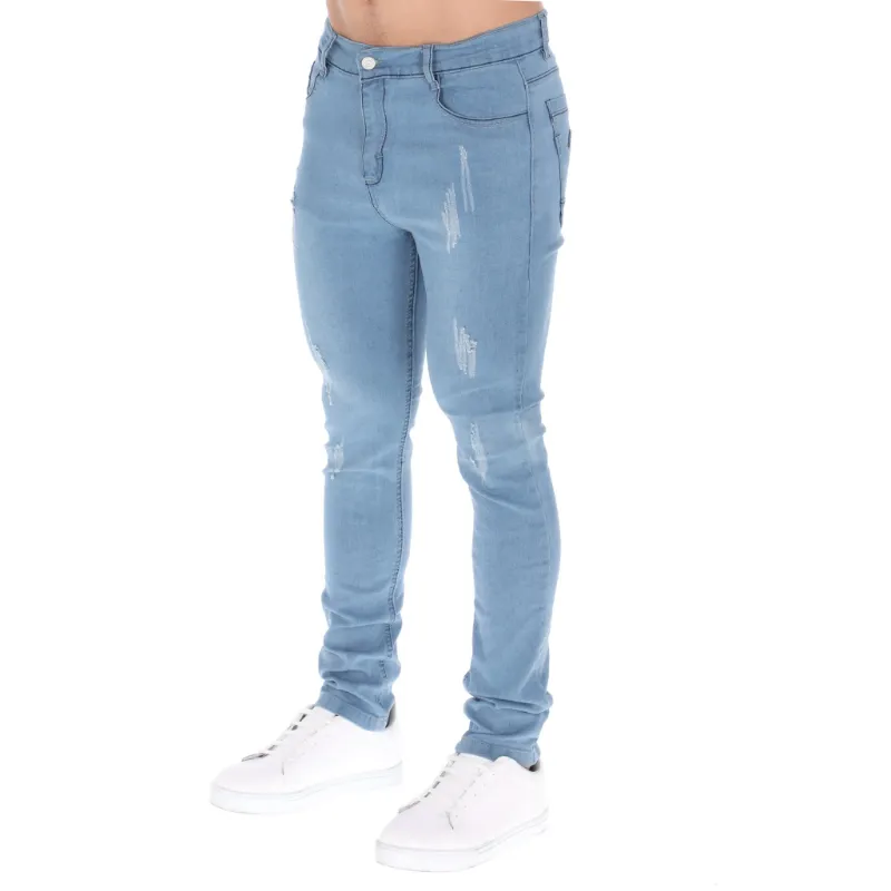 jeans ajustados hombre rotos azul claro ecomerce moda masculina