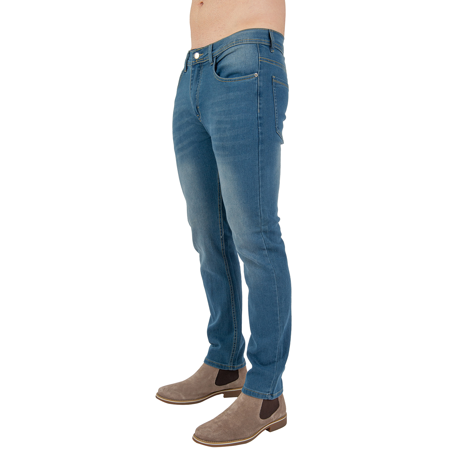 jeans de hombre ajustados estilo casual en tono azul