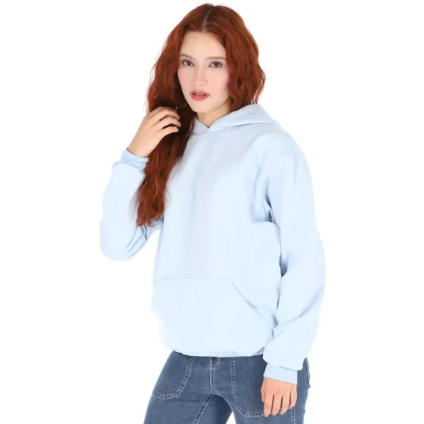 sudadera de mujer con hoodie celeste portada