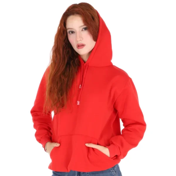 sudadera de mujer con hoodie roja portada
