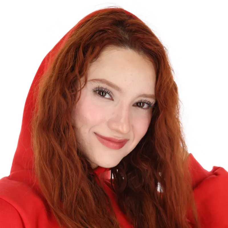 sudadera de mujer con hoodie roja zoom