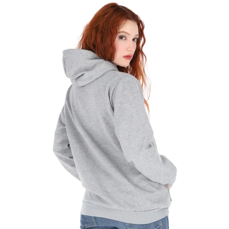 sudadera de mujer con hoodie gris espalda