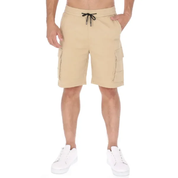 pantalones cortos de hombre beige, ropa casual, shorts de verano, estilo urbano, moda masculina, prendas cómodas, cortos con bolsillos, outfit fresco