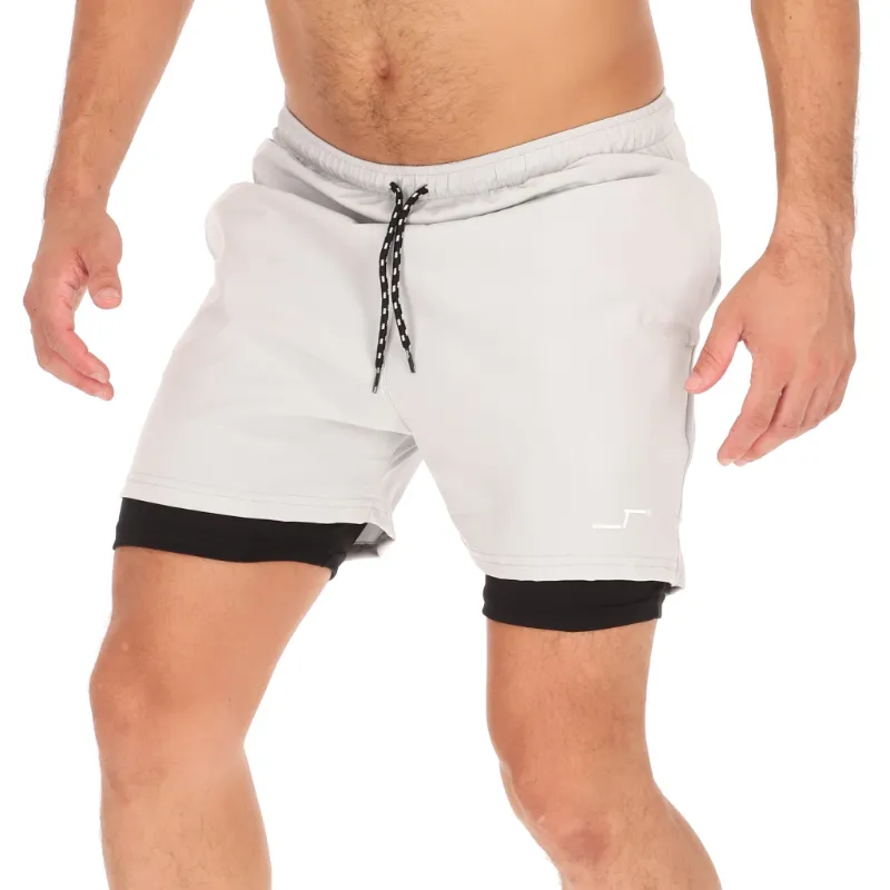 CHL-003+_2 Shorts deportivos para hombre en color gris