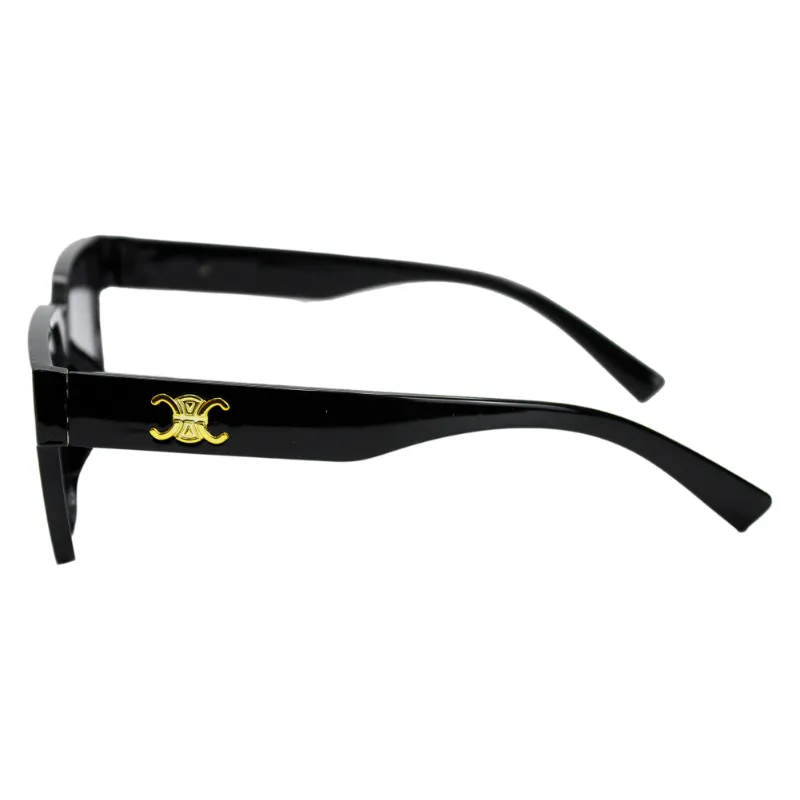 Gafas de sol negras con detalle dorado elegante