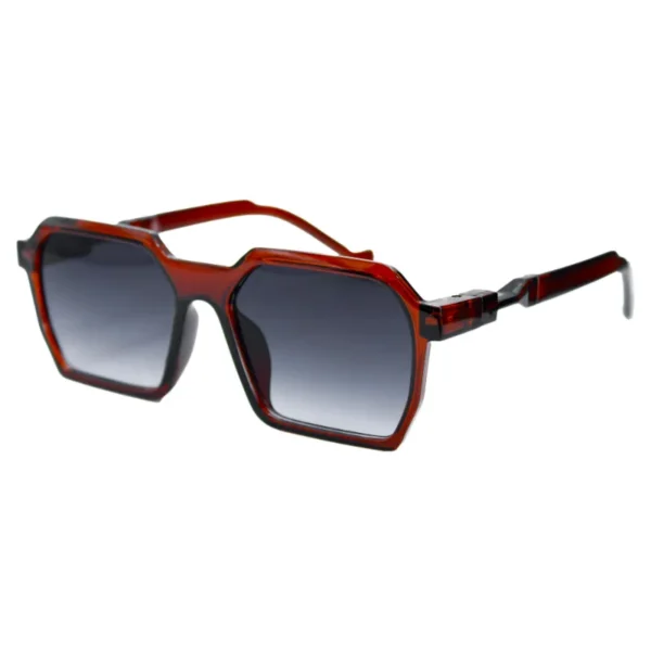 gafas de sol estilo hexagonal color rojo modernas