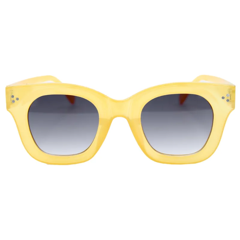 gafas de sol amarillas estilo vintage, accesorios de moda, protección UV, lentes Degradé, gafas de mujer, tendencias de verano