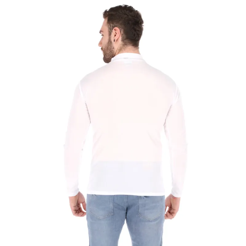 camisa de hombre de manga larga blanca vista posterior moda masculina e-commerce