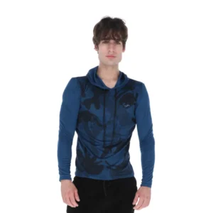 Camiseta azul para hombre con capucha deportiva
