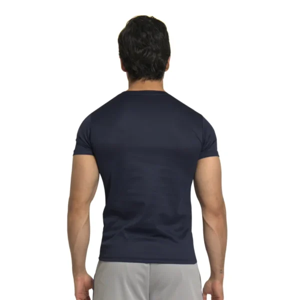 Camiseta deportiva azul para hombre espalda